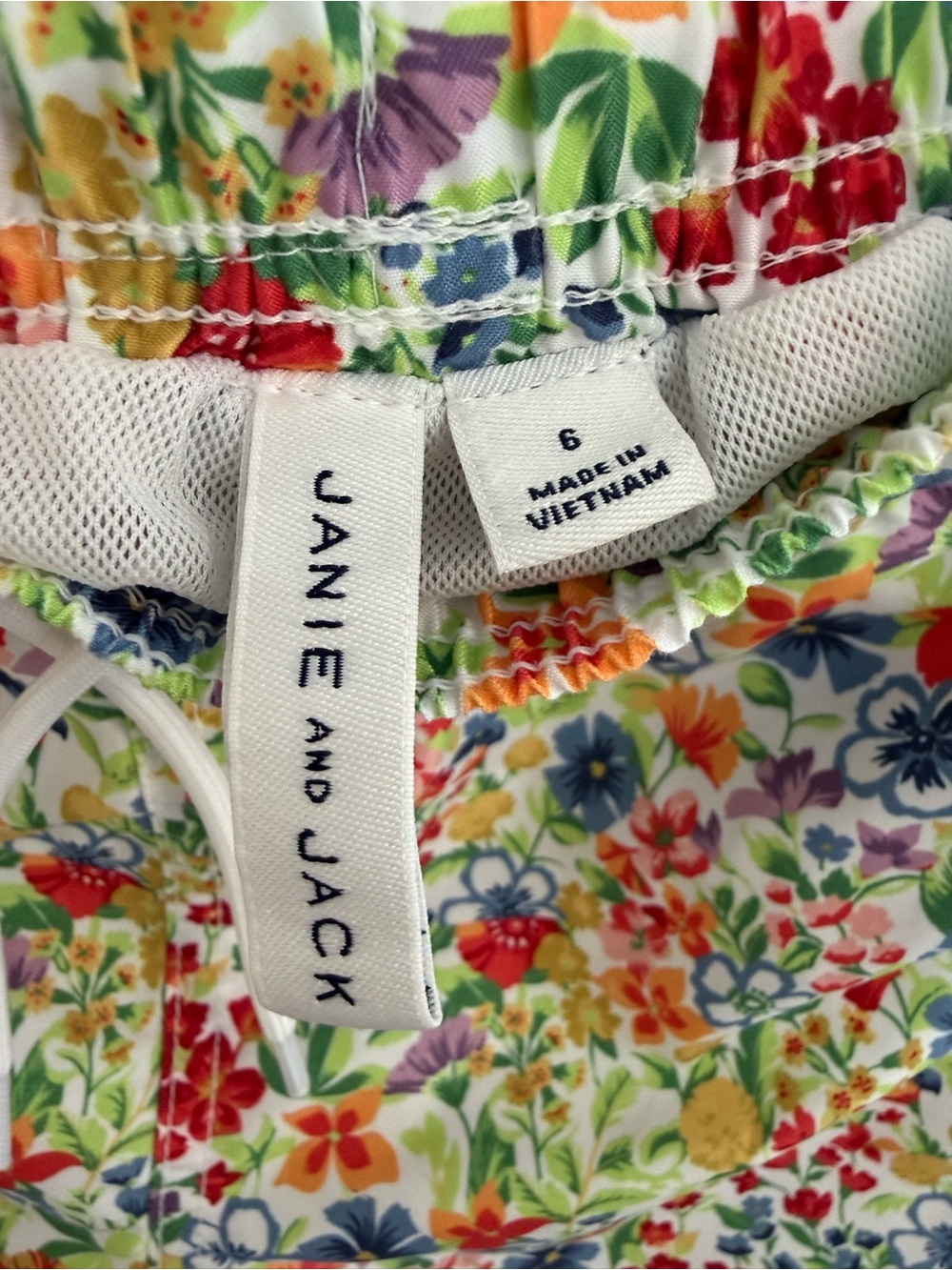 Janie and Jack Boys Floral Swim Trunks - White, Blue, Red, Yellow, Green Size 6 - Picture 4 of 4